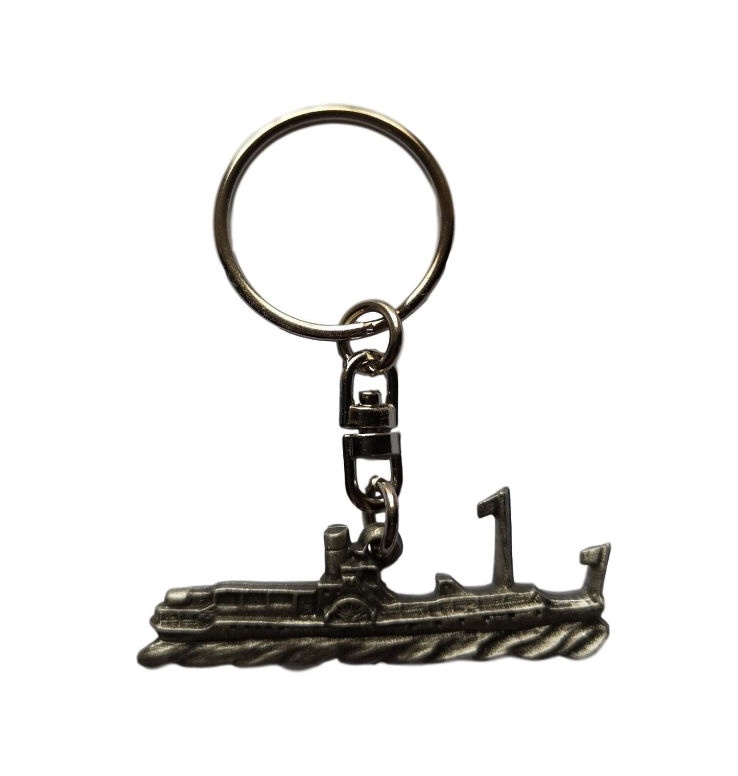 Paddle Steamer pewter metal keyring image 0