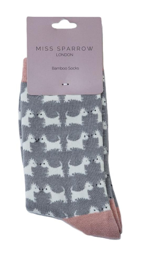 Scottie Dog Grey Womens Novelty Ankle Socks Adult One Size image 0