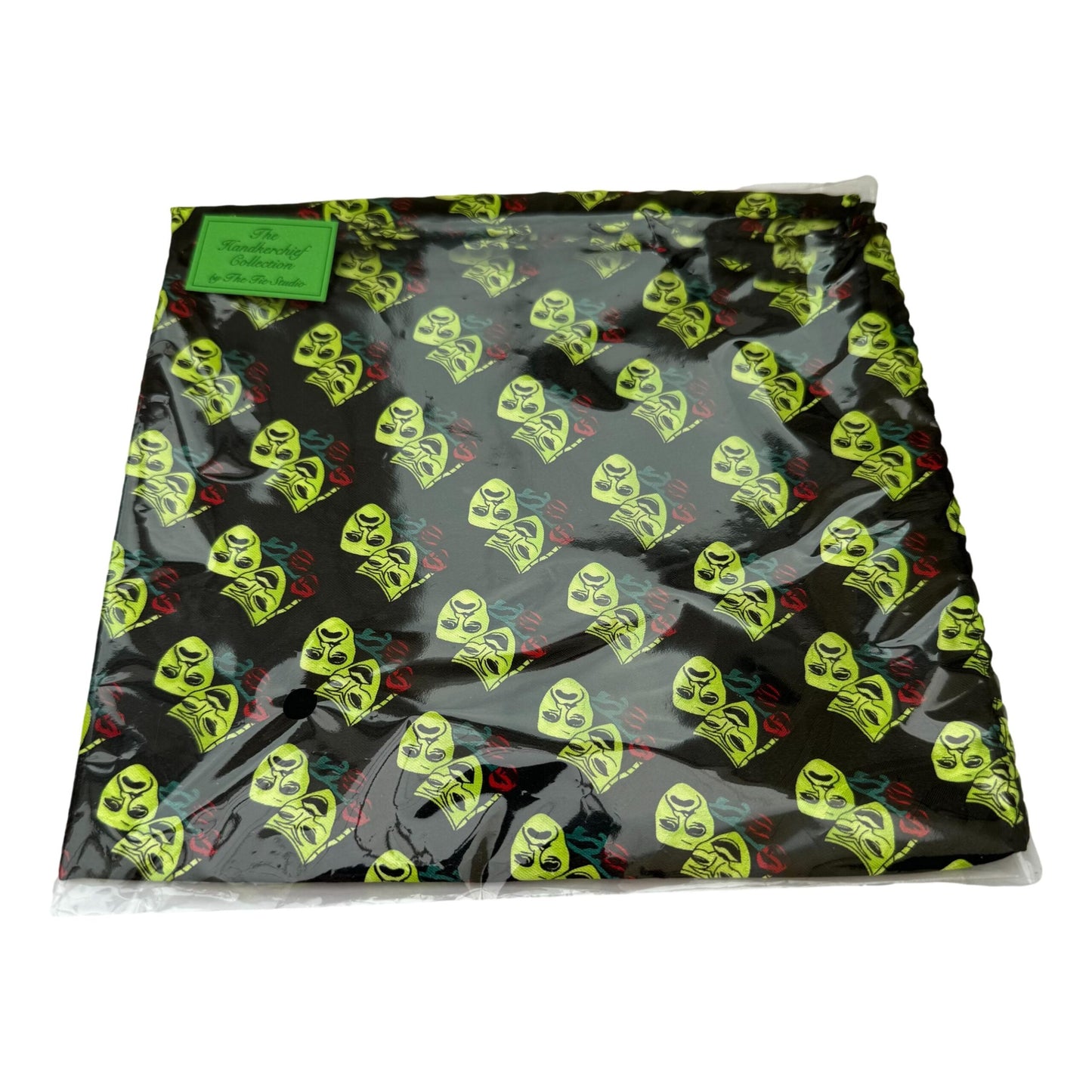 Green Theatre Masks 100% Polyester Black Pocket Handkerchief image 1