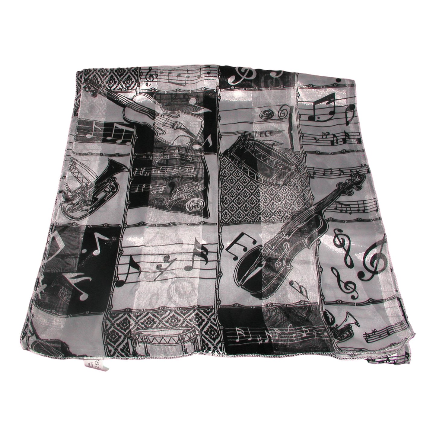 Black on White Music Notation and Instruments Satin stripe Scarf image 1