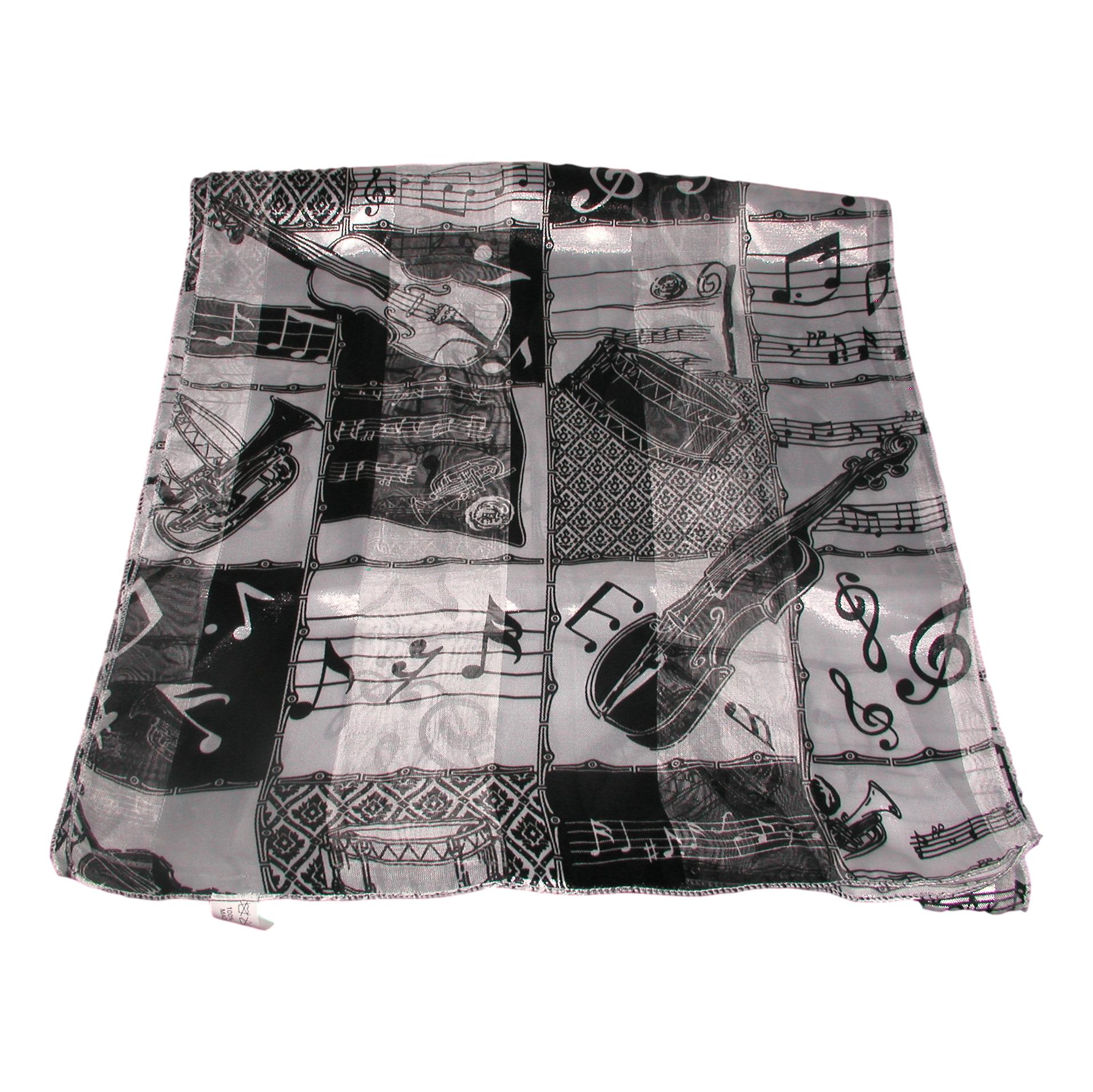 Black on White Music Notation and Instruments Satin stripe Scarf image 1