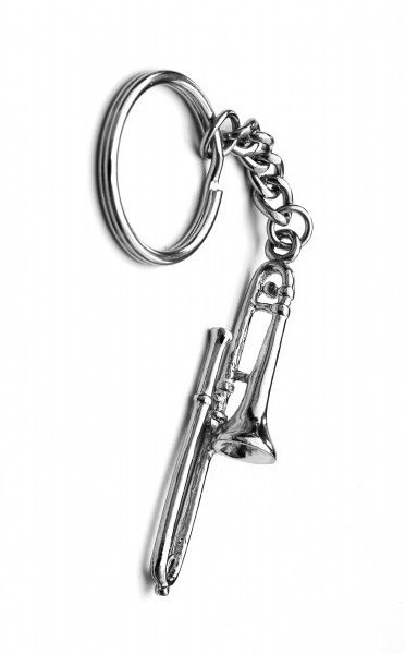 Trombone polished silver-plated keyring image 1
