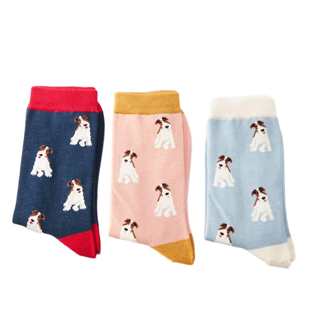 Fox Terriers Navy Womens Novelty Ankle Socks Adult One Size image 1