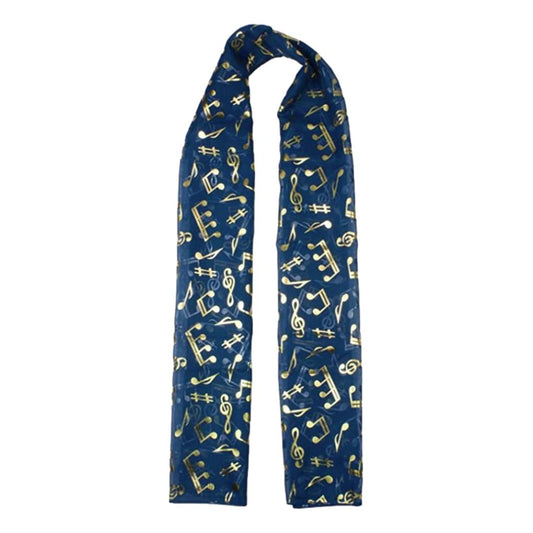 Treble Clef & Music Notes gold/silver reversible teal green scarf image 0