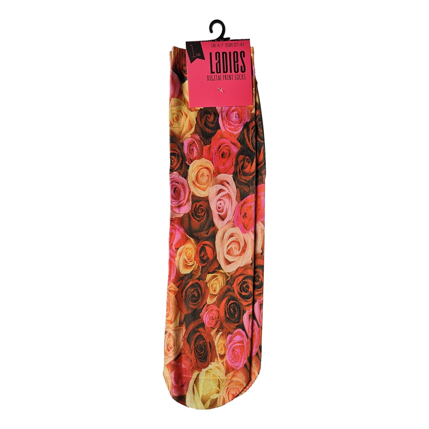 Roses Digital Print Womens Tube Socks Adult One Size image 1