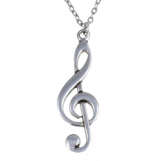 Treble Clef rhodium-plated pewter pendant image 0