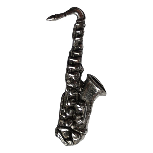 Saxophone Jazz Musician polished pewter metal lapel pin image 0