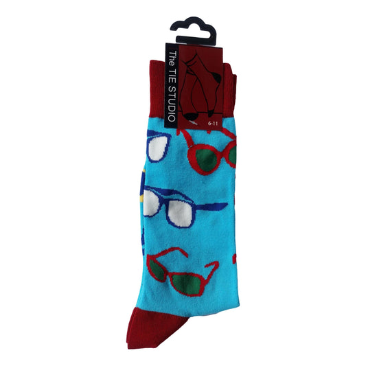 Spectacles on Pale Blue Unisex Novelty Ankle Socks Adult Size 6-11 image 0