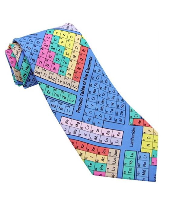 Coloured Periodic Tables on blue repeating 100% Polyester Classic Tie image 1