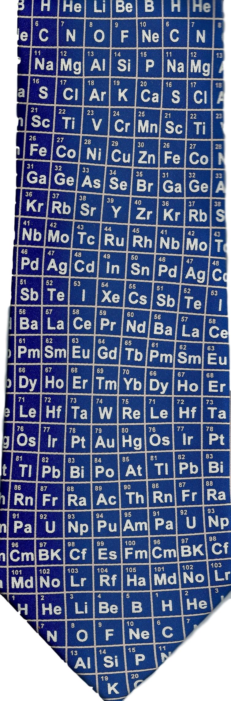 Periodic Table Chemistry Science Metal Gas Liquid Elements sleeved Blue Silk Tie image 0