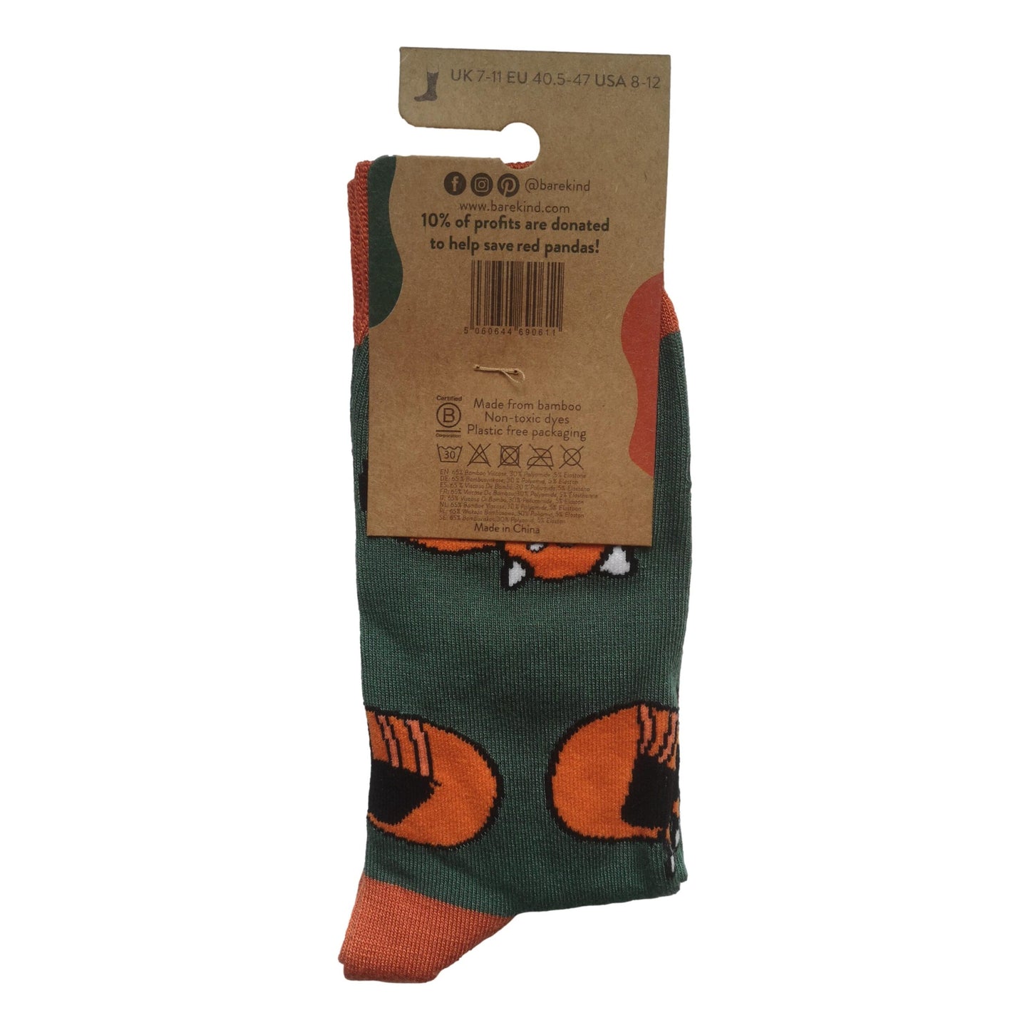 Save The Red Pandas Green Unisex Novelty Ankle Socks Adult UK Size 7-11 image 1
