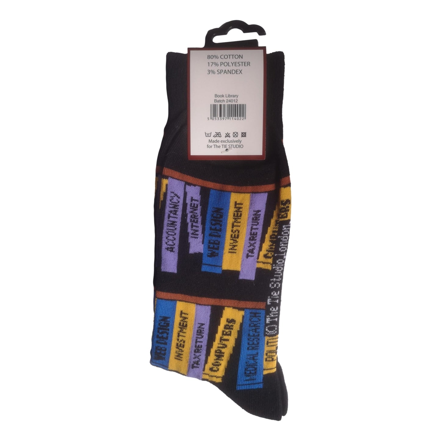 Profession Books on Black Unisex Novelty Ankle Socks Adult Size 6-11 image 1
