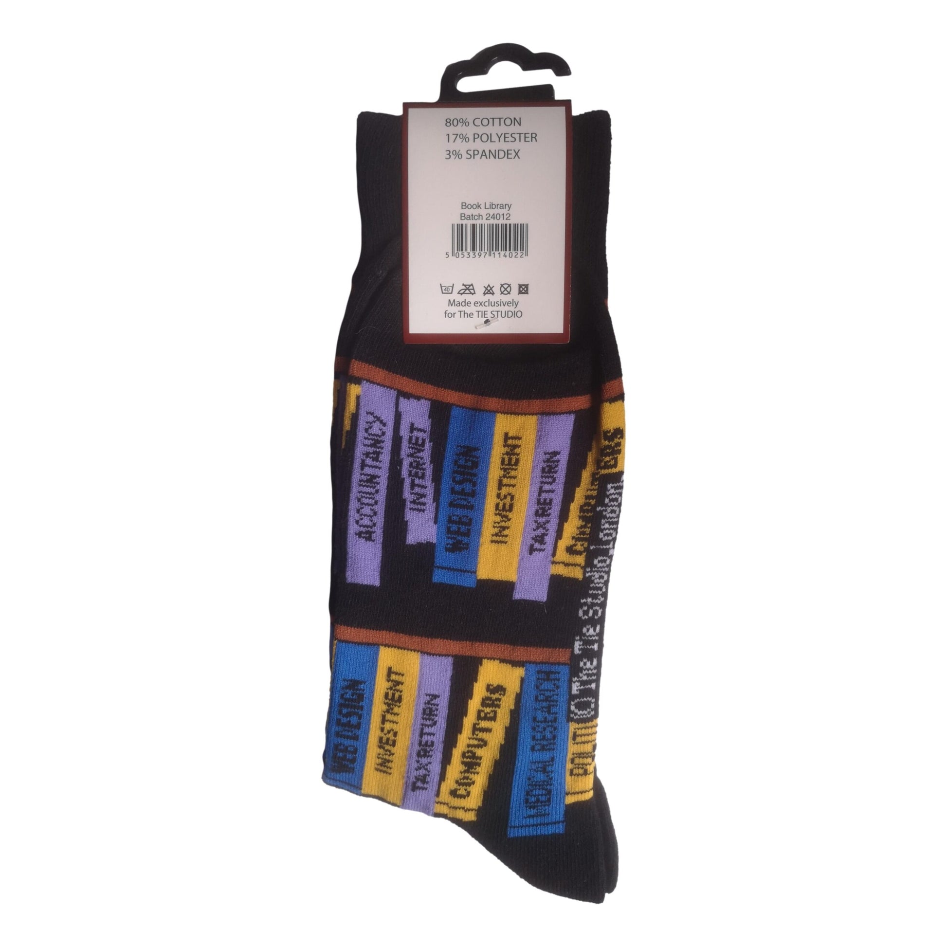 Profession Books on Black Unisex Novelty Ankle Socks Adult Size 6-11 image 1