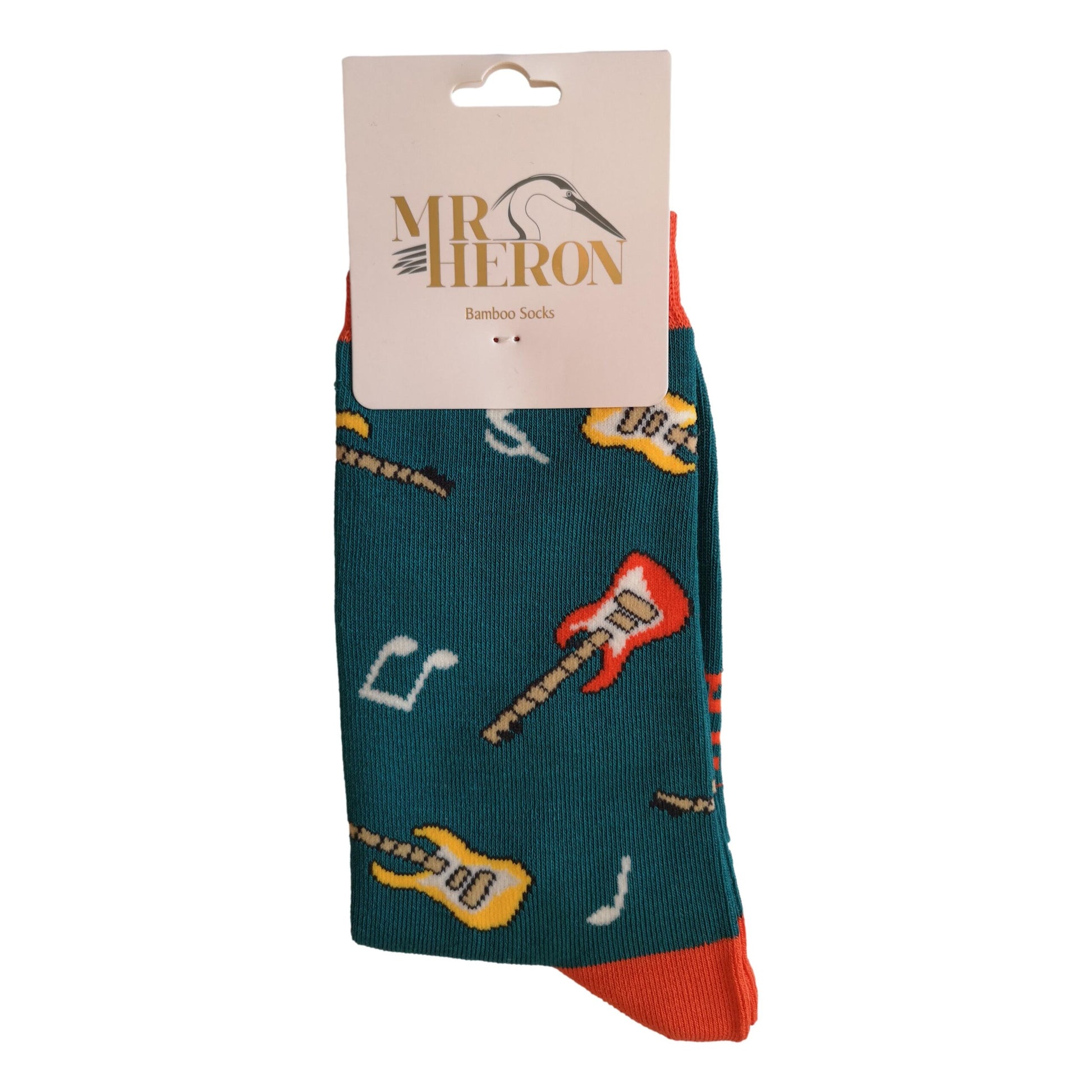 Electric Guitars on Teal Mens Novelty Ankle Socks Adult One Size image 2