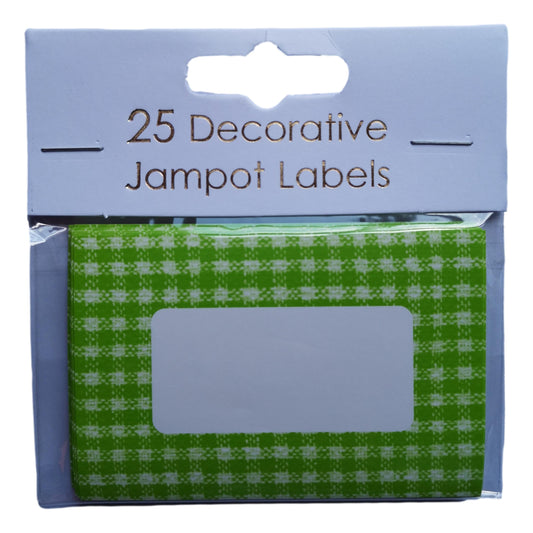 25 Green Gingham Decorative Self-Adhesive Jam Pot Labels image 0