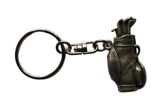 Golf Clubs in bag pewter metal keyring image 0