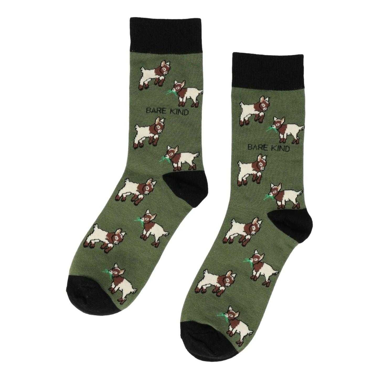 Save The Goats Green Unisex Novelty Crew Socks Adult UK Size 7-11 image 0