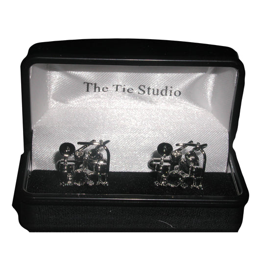Drum Kits Band Jazz Rock silver-plated torpedo cufflinks in padded gift box image 0