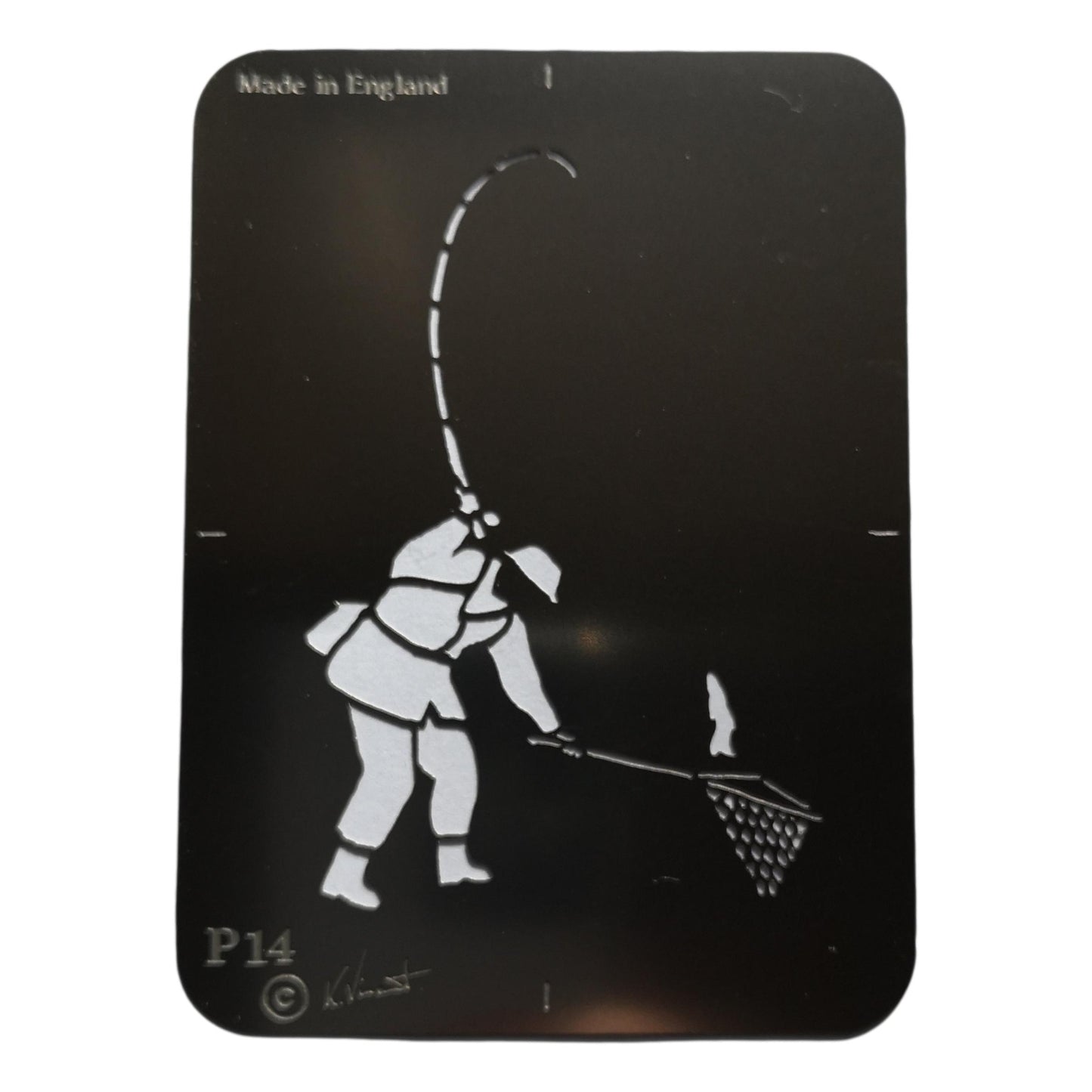Stainless steel P14 Fisherman cake decorating / card making stencil image 0