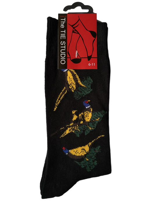 Pheasants on grass Game Birds Unisex Novelty Ankle Socks Adult Size 6-11 image 0