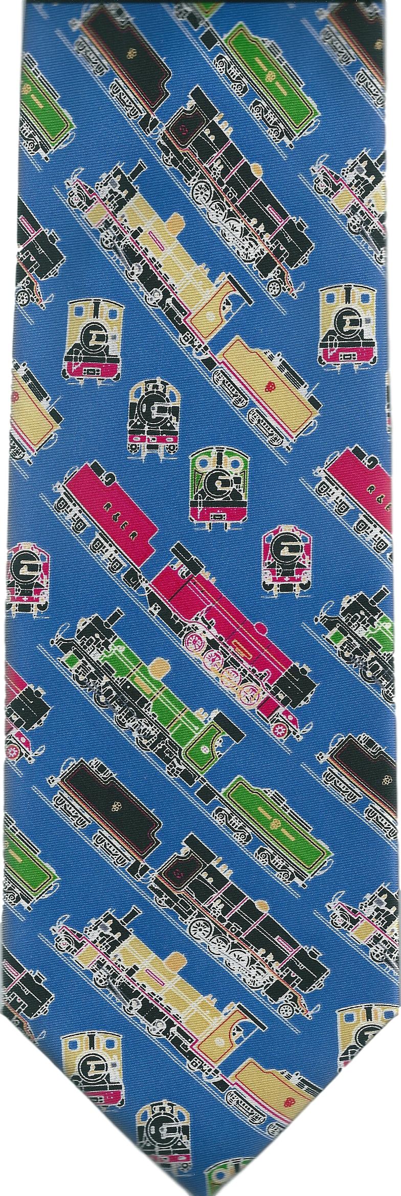 British Steam Trains repeating sleeved 100% Silk Classic Tie image 0