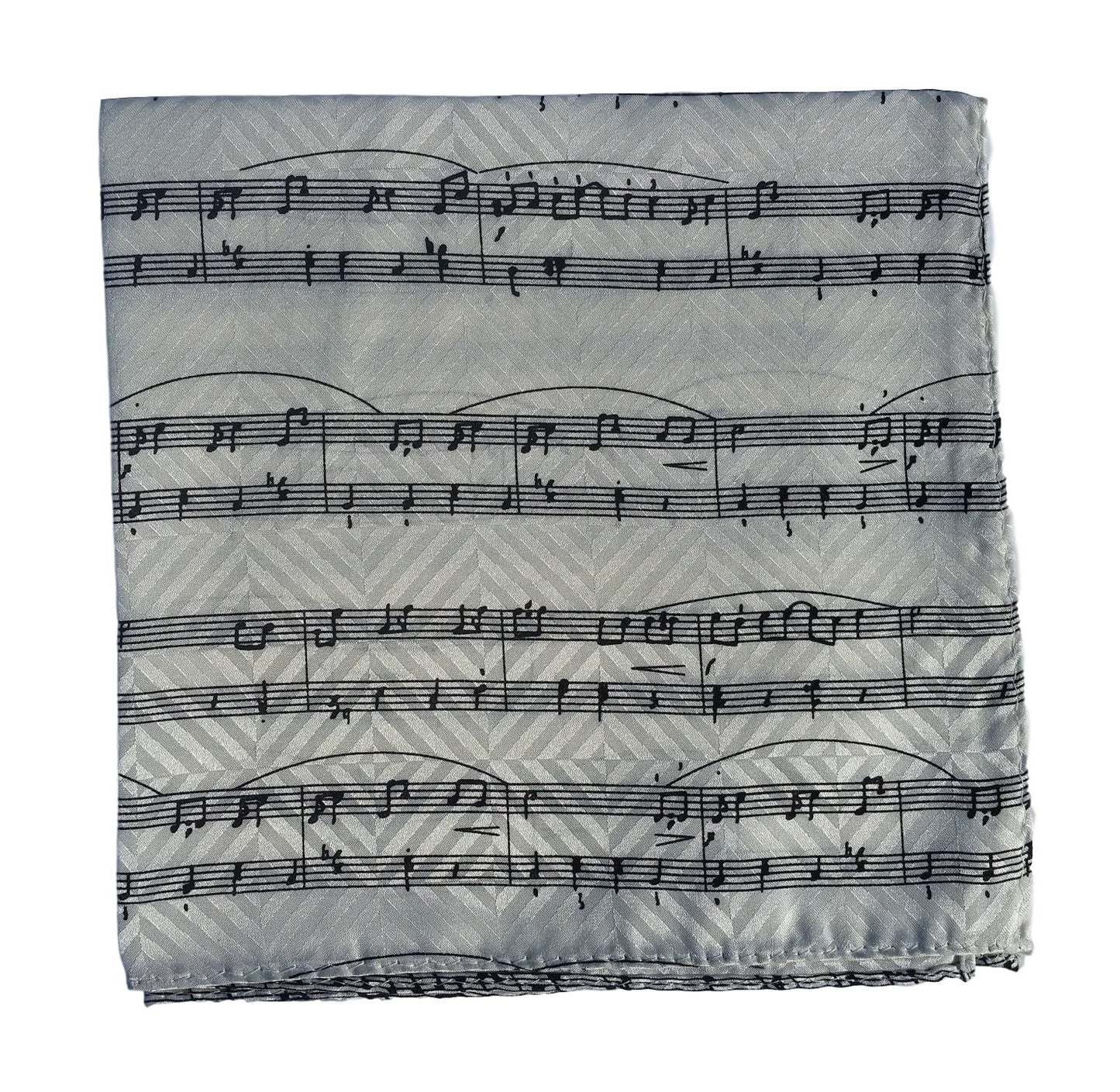 Black on white Music 100% Silk Handkerchief image 0
