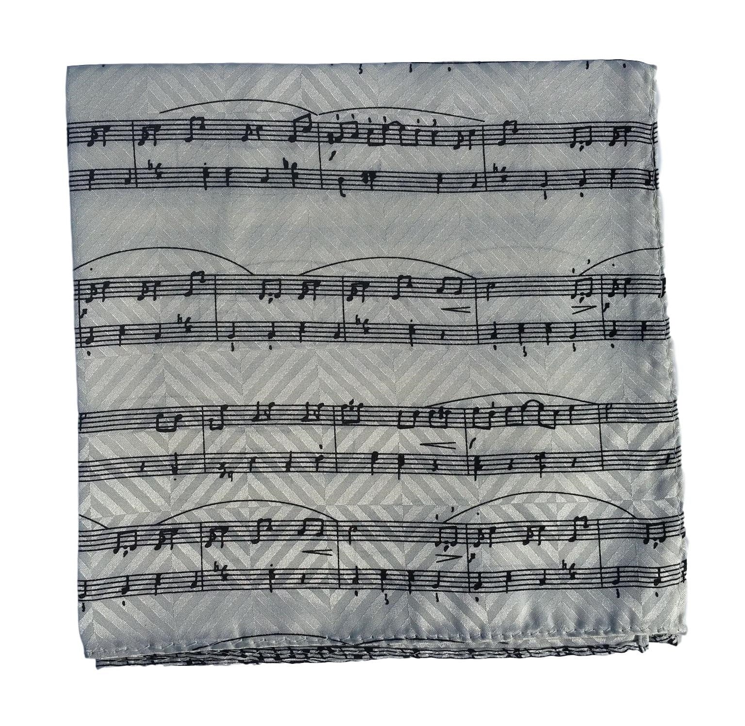 Black on white Music 100% Silk Handkerchief image 0