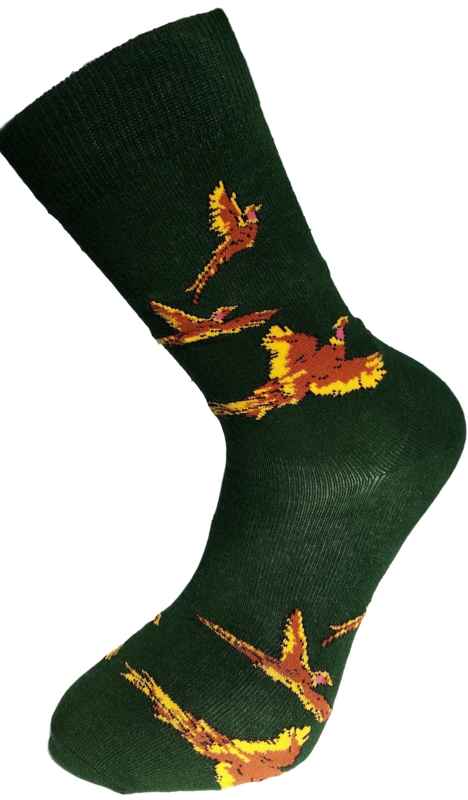 Flying Pheasants Game Birds Unisex Novelty Green Ankle Socks Adult Size 6-11 image 0