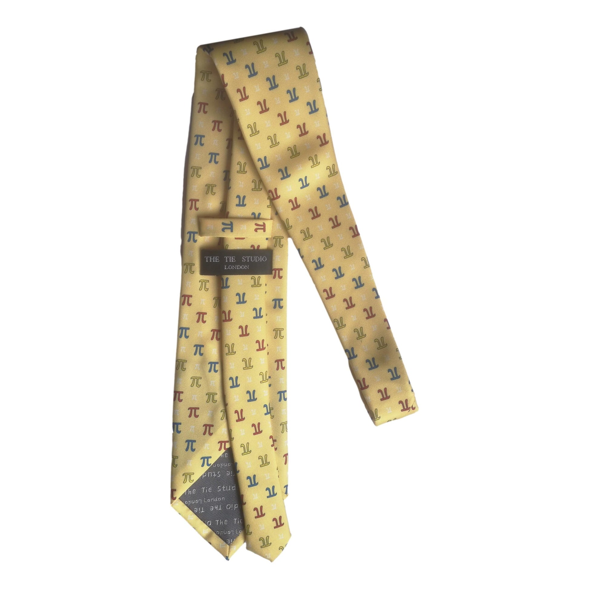 PI Mathematical Symbols Scientist Teacher Student Yellow Polyester Tie sleeved with hook image 1