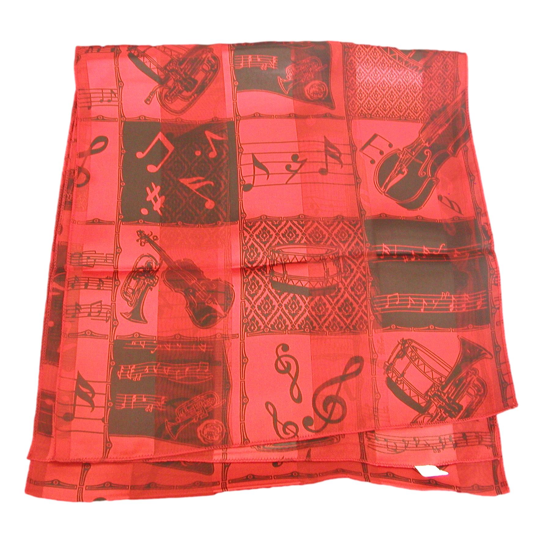 Black on Red Music Notation and Instruments Satin stripe Scarf image 1