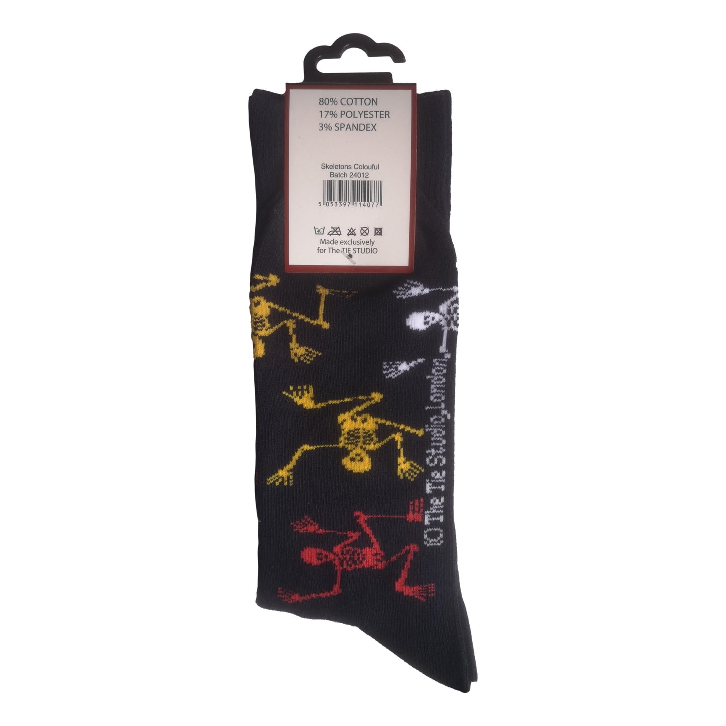 Dancing Skeletons on Black Unisex Novelty Ankle Socks Adult Size 6-11 image 1
