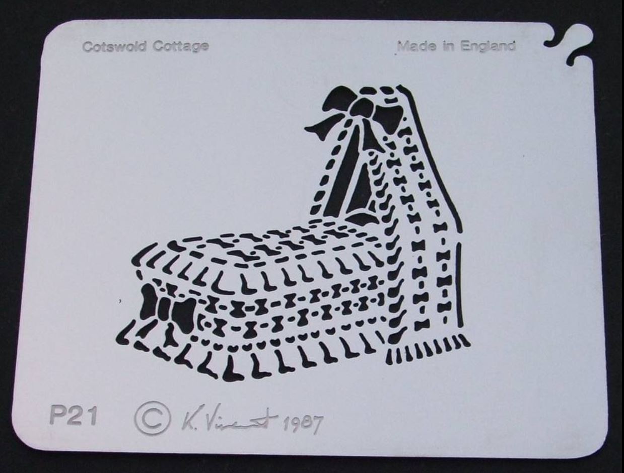 Stainless decorated cradle P21 cake decorating / card making stencil image 0