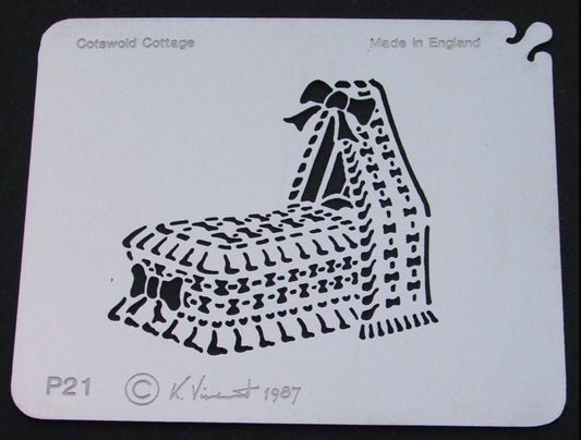 Stainless decorated cradle P21 cake decorating / card making stencil image 0