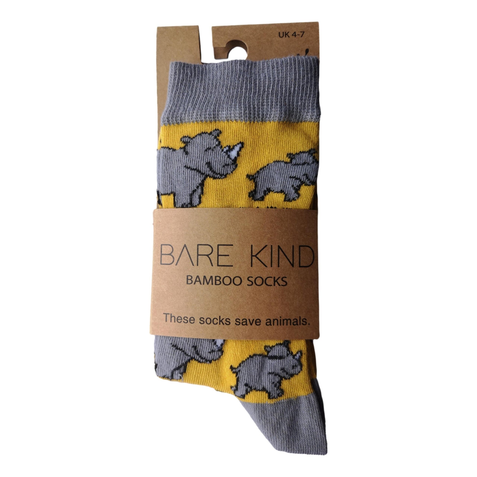 Save The Rhinos Yellow Womens Novelty Ankle Socks Adult One Size image 1