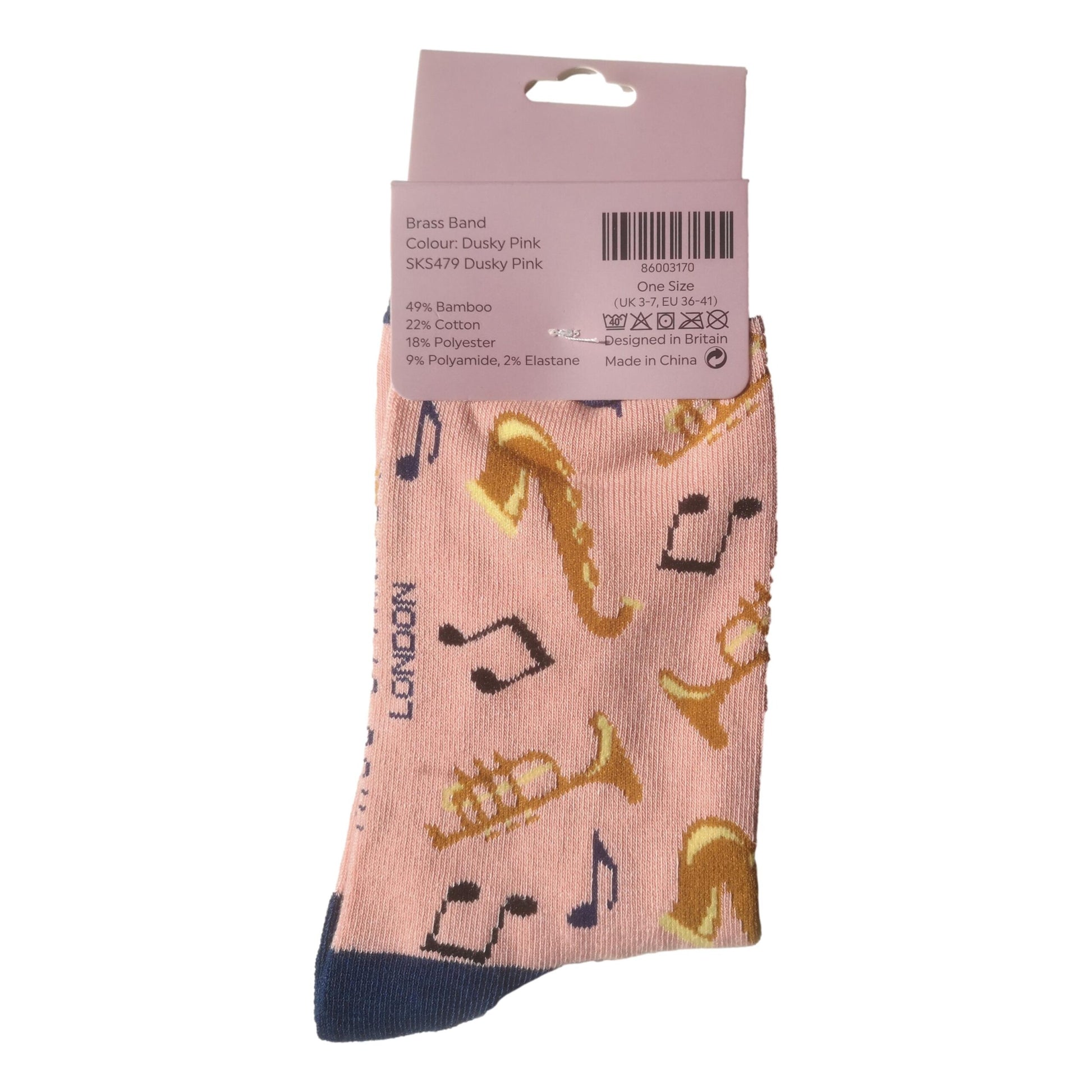Jazz Band on Dusky Pink Womens Novelty Ankle Socks Adult One Size image 2