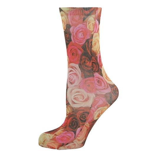 Roses Digital Print Womens Tube Socks Adult One Size image 0