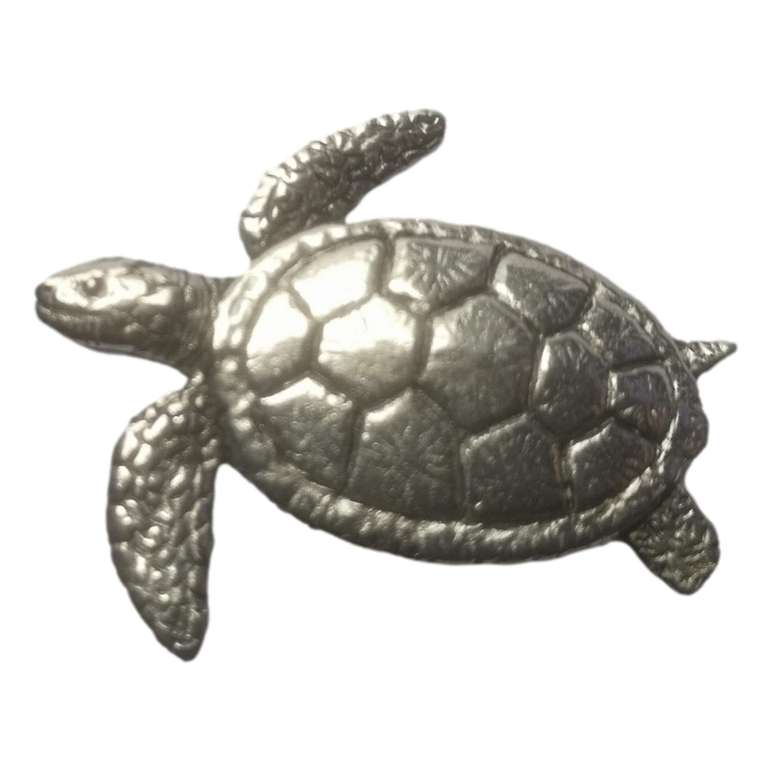 Turtle polished pewter metal lapel pin badge image 0