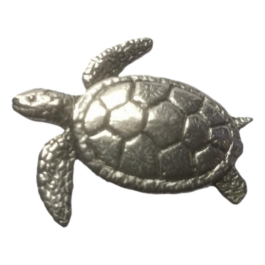 Turtle polished pewter metal lapel pin badge image 0