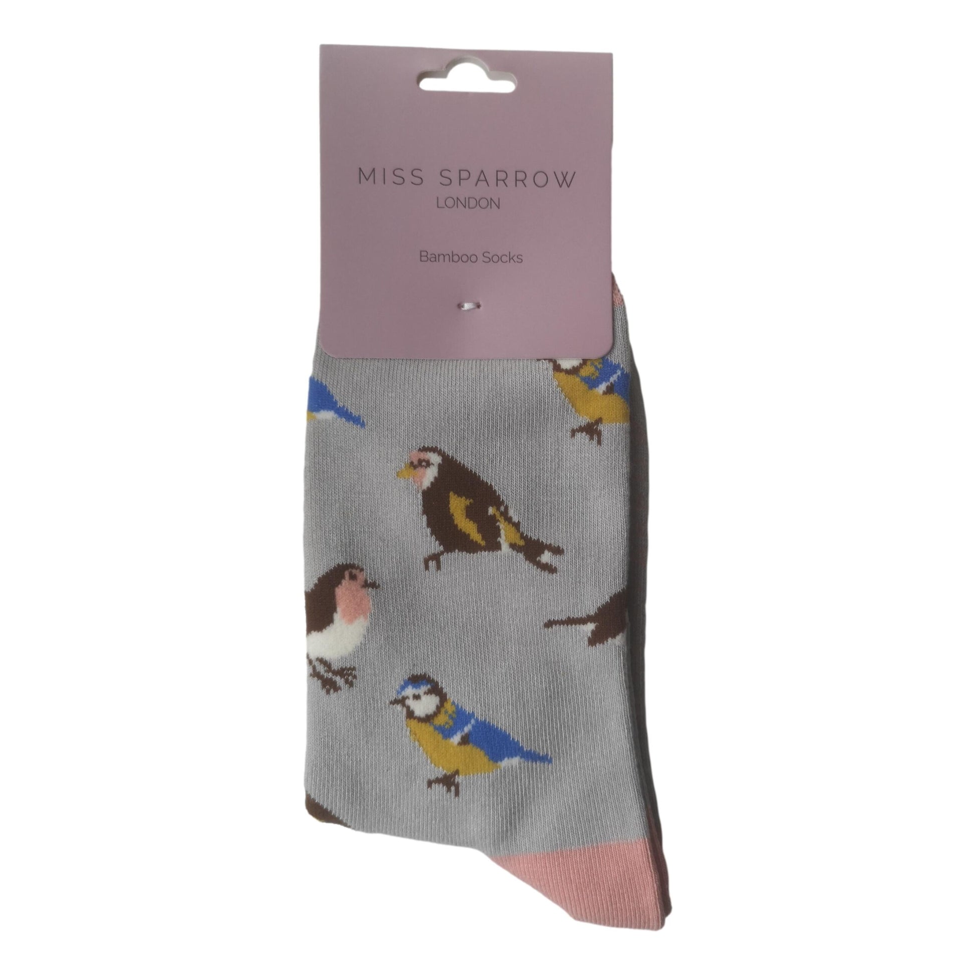 Garden Birds on Silver Womens Novelty Ankle Socks Adult One Size image 1