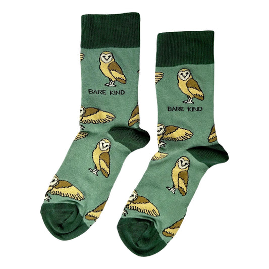 Save The Barn Owls Green Unisex Novelty Ankle Socks Adult UK Size 7-11 image 0