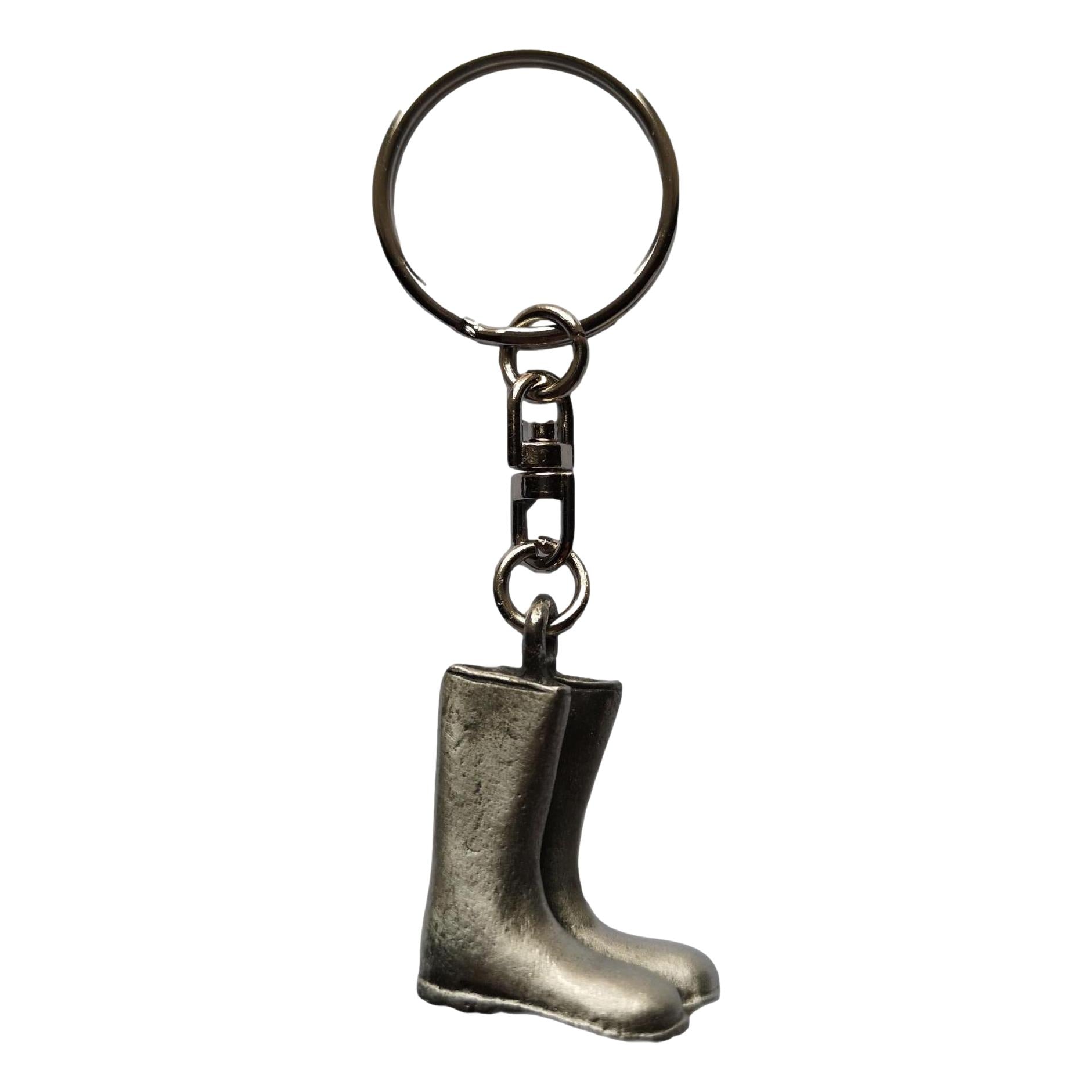 Gardener / Farmer Wellies pewter metal keyring image 0
