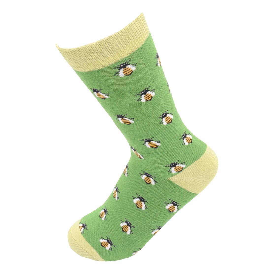 Honey Bees on Green Ladies Novelty Ankle Socks Adult One Size image 2
