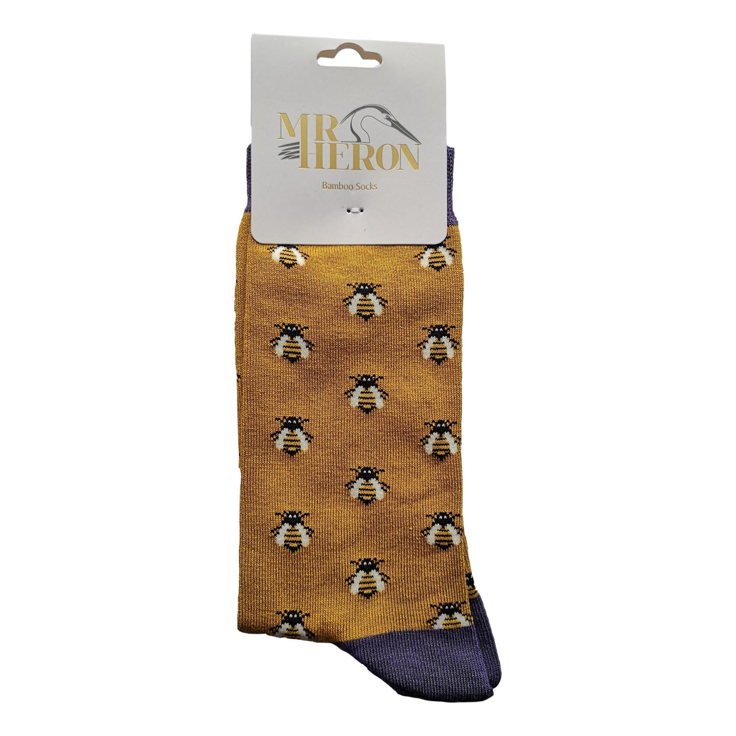 Honey Bees on Mustard Yellow Mens Novelty Ankle Socks Adult One Size image 1