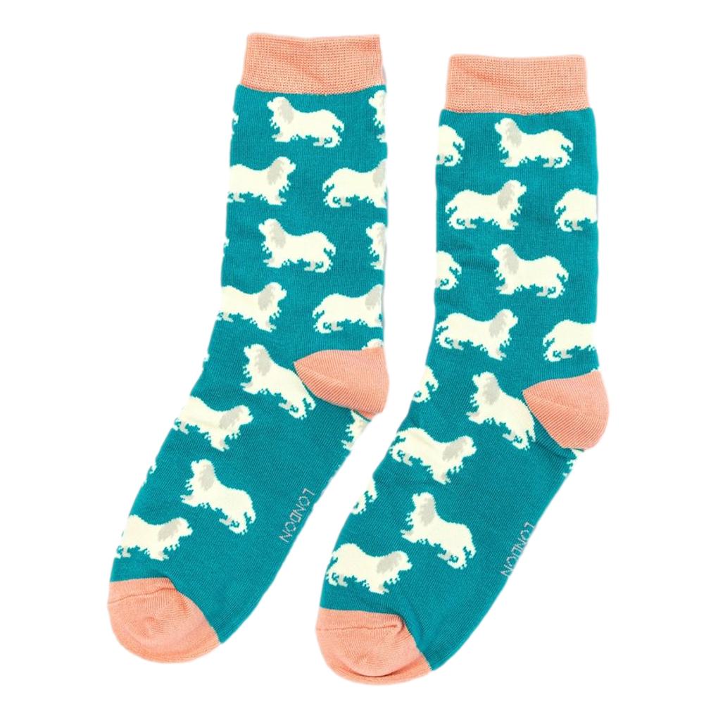 Spaniels on Teal Ladies Novelty Ankle Socks Adult One Size image 0