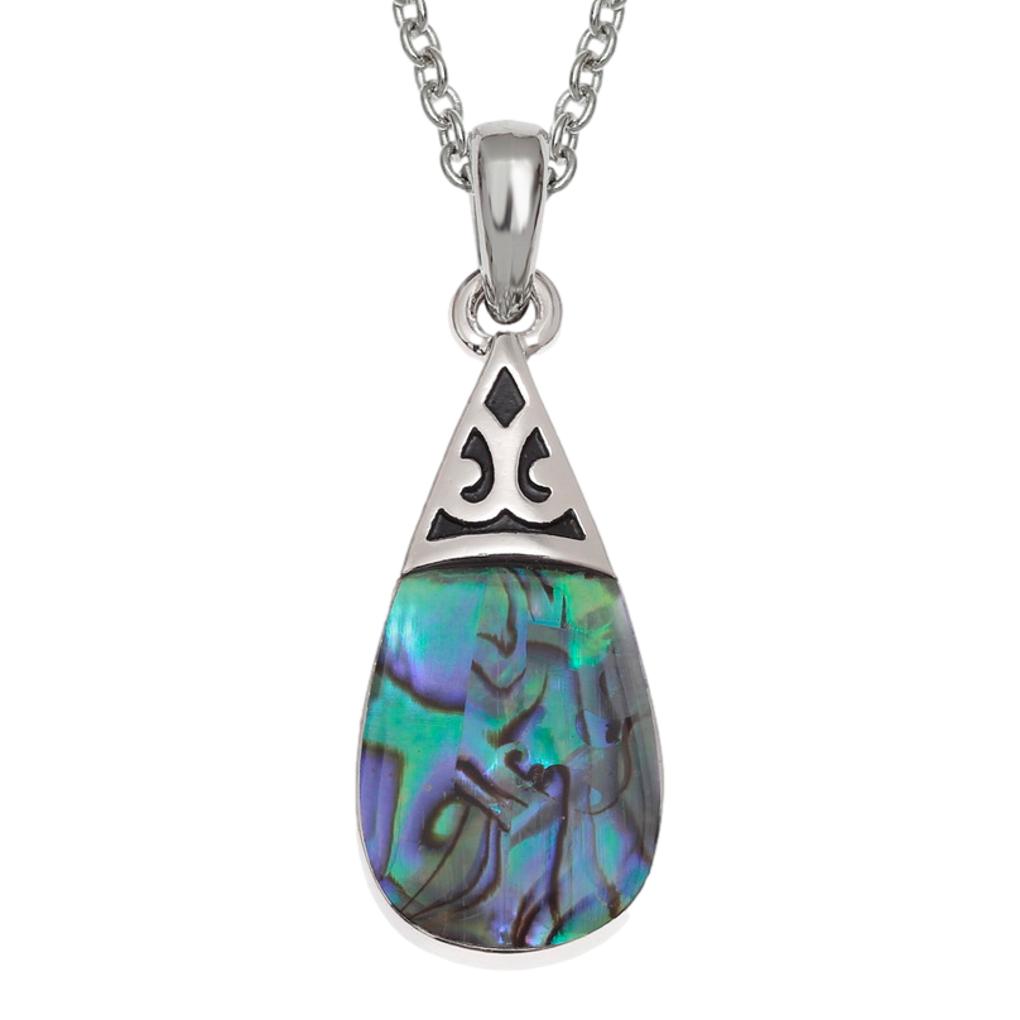 Tear / Pear Drop Paua shell rhodium-plated pendant and earrings set image 3