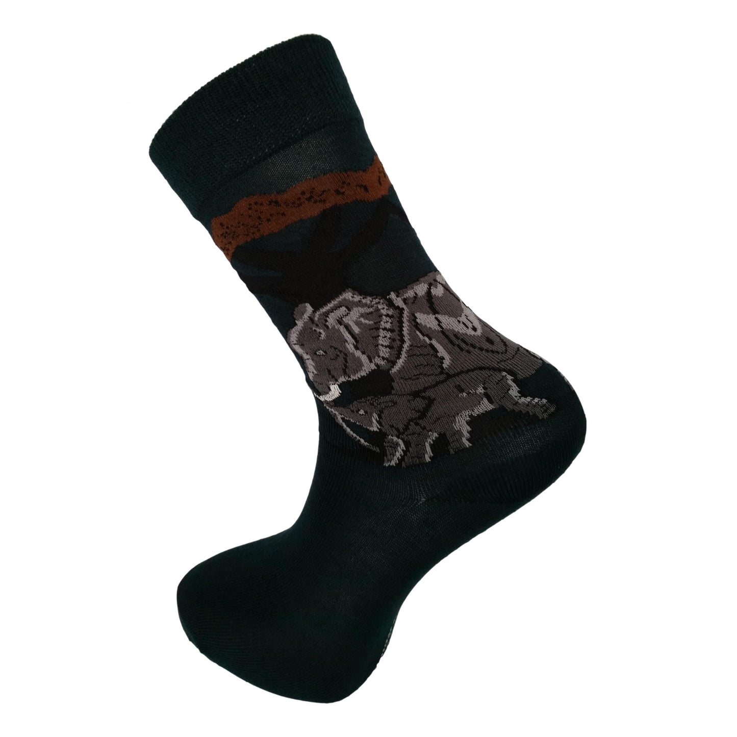 African Indian Elephants Unisex Novelty Dark Green Ankle Socks Adult Size 6-11 image 0