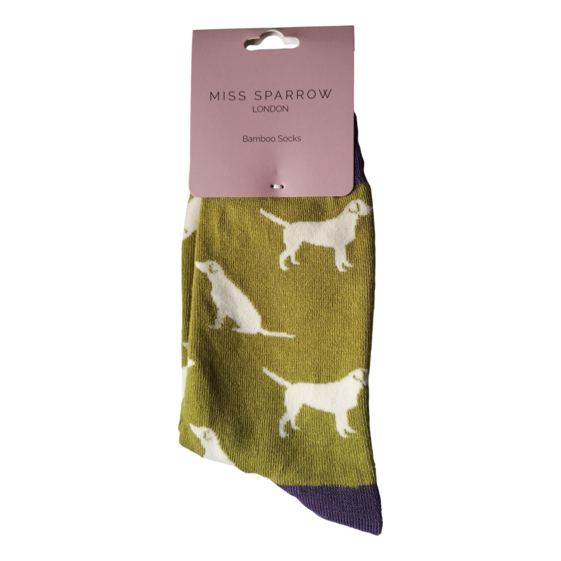 White Labradors on Moss Green Womens Novelty Ankle Socks Adult One Size image 1