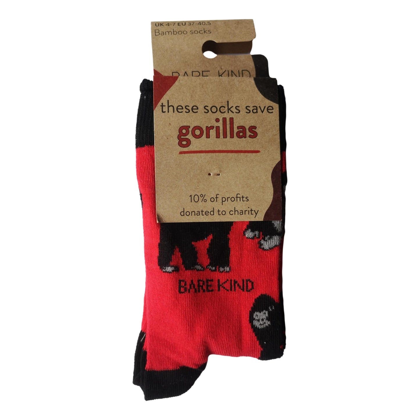 Save The Gorillas Red Womens Novelty Ankle Socks Adult One Size image 1
