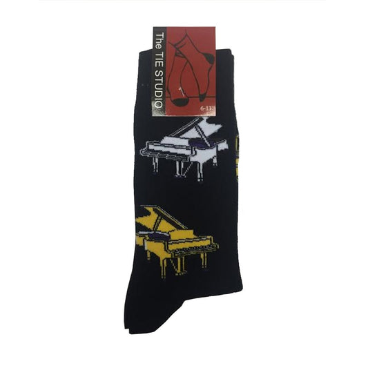 Grand Pianos Music Pianist Unisex Novelty Black Ankle Socks Adult Size 6-11 image 0