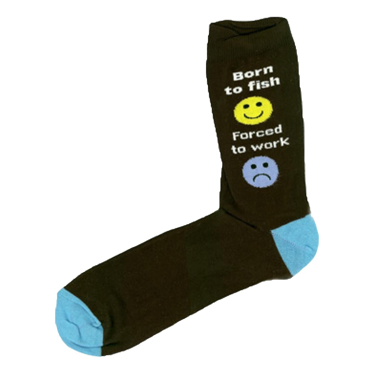 Born To Fish....Forced To Work Angling Unisex Novelty Ankle Socks Size 6-11 image 0
